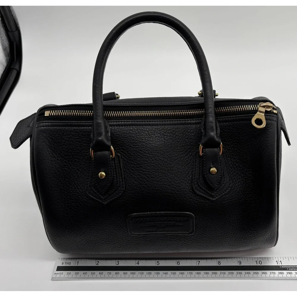 Dooney & Bourke Vintage Black Pebbled Leather Satchel Bag Made in USA
